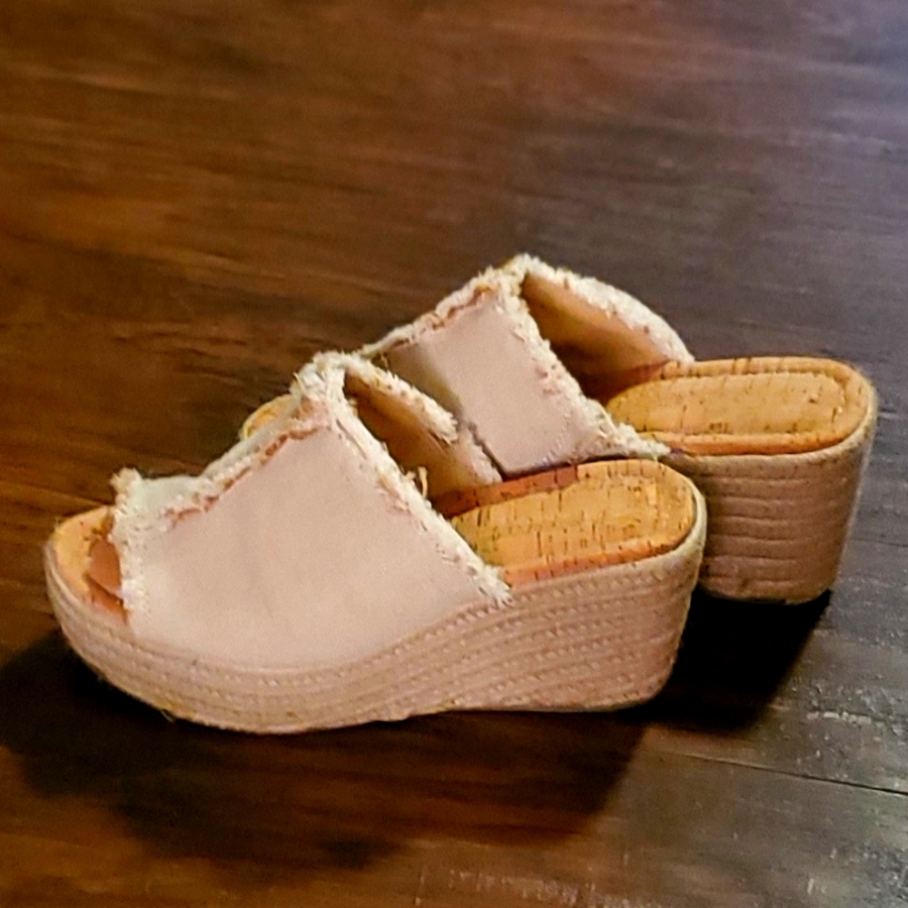 Sugar Wedge Beige Sandal Size 10